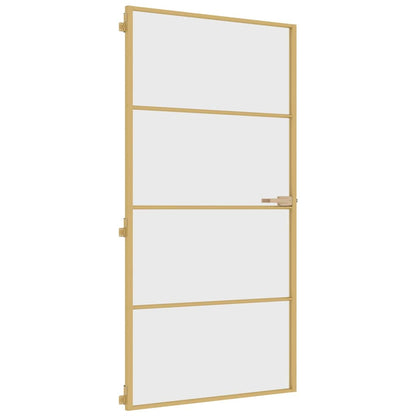 Porta Interni Sottile Oro 102,5x201,5 Vetro Temperato Alluminio - homemem39