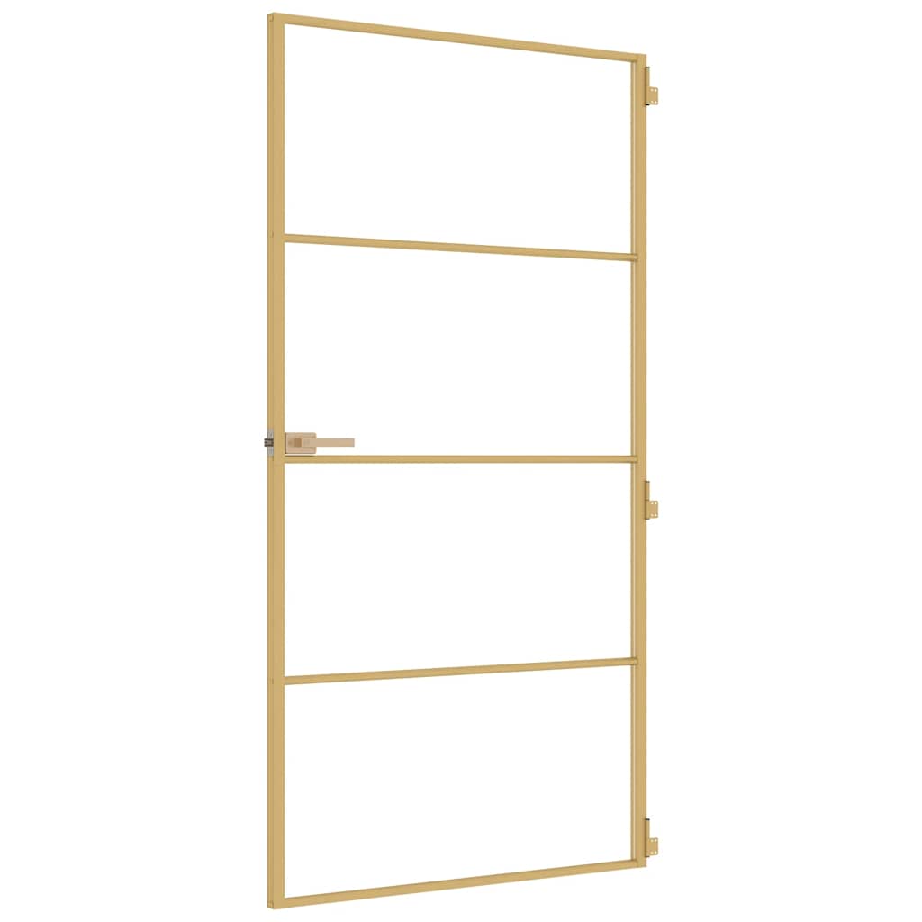 Porta Interni Sottile Oro 102,5x201,5 Vetro Temperato Alluminio | homemem39