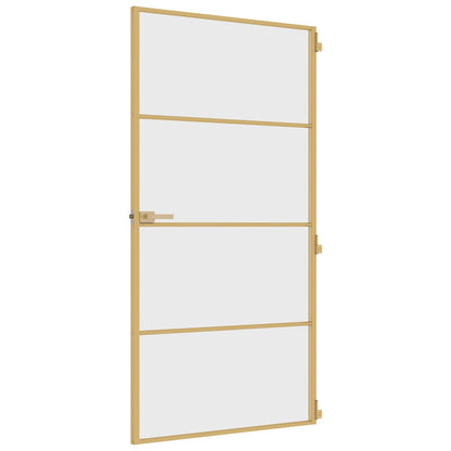 Porta Interni Sottile Oro 102,5x201,5 Vetro Temperato Alluminio - homemem39
