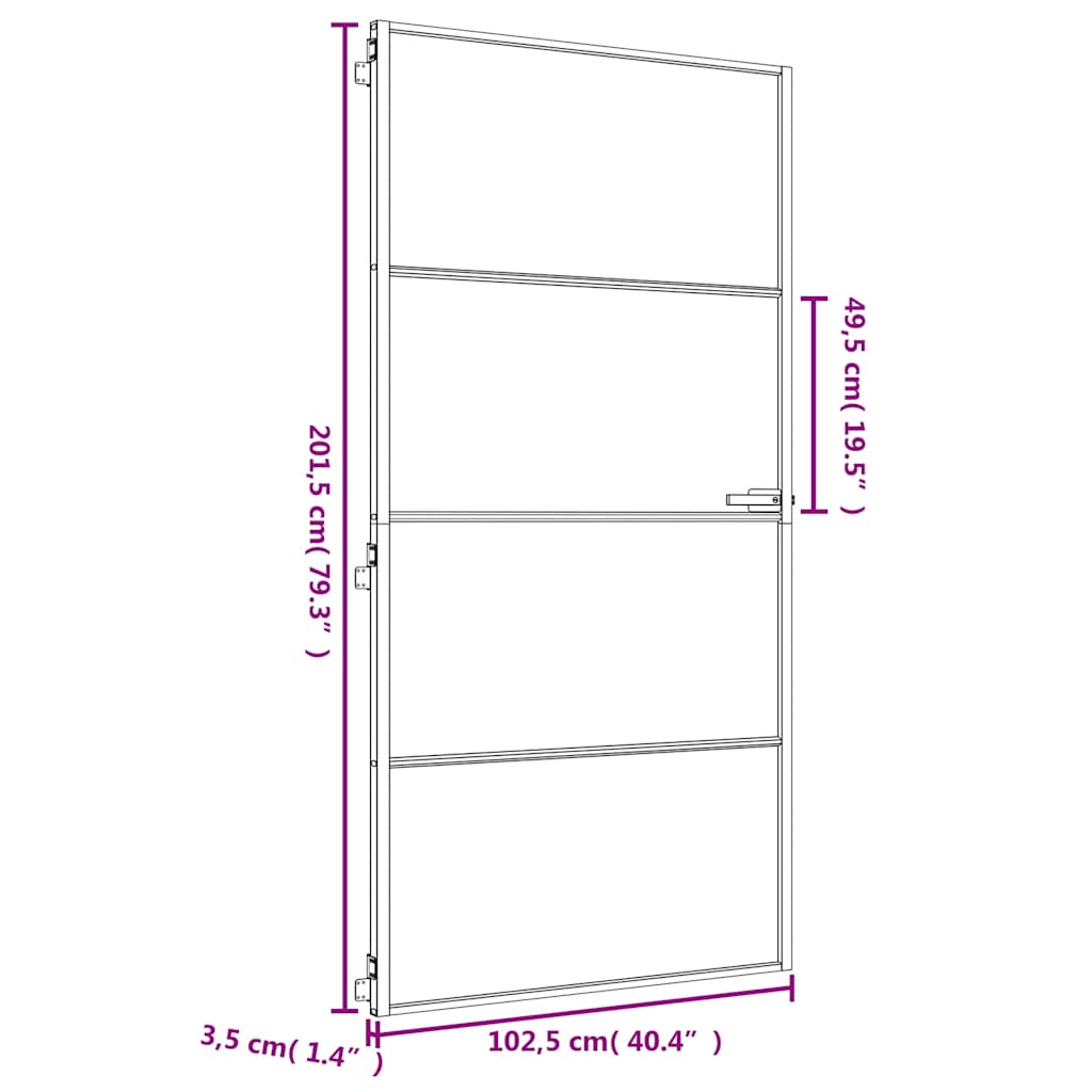 Porta Interni Sottile Oro 102,5x201,5 Vetro Temperato Alluminio | homemem39