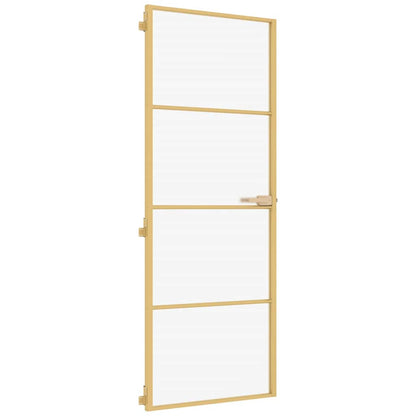 Porta Interni Sottile Oro 76x201,5cm Vetro Temperato Alluminio | homemem39