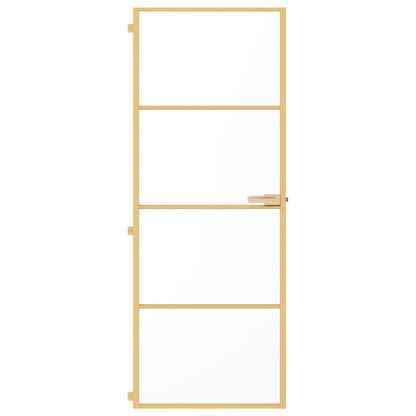 Porta Interni Sottile Oro 76x201,5cm Vetro Temperato Alluminio | homemem39