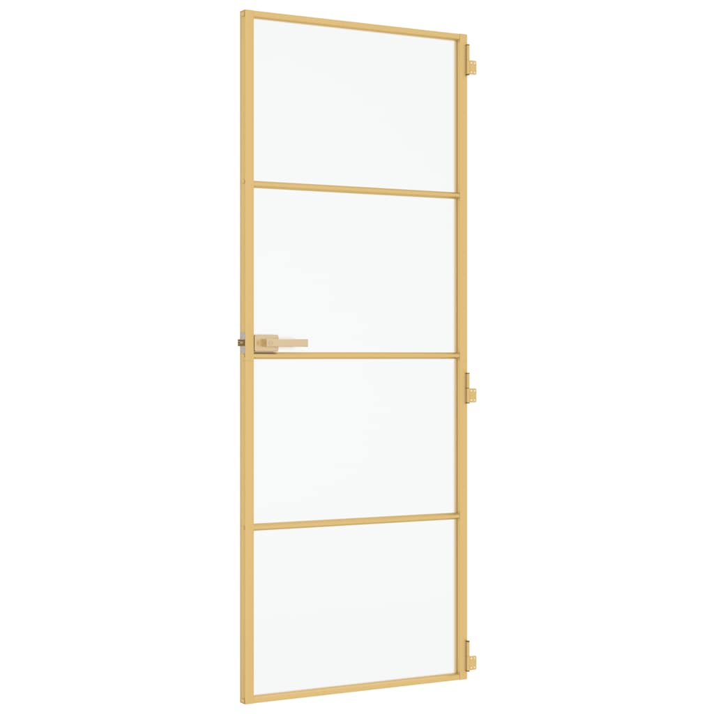 Porta Interni Sottile Oro 76x201,5cm Vetro Temperato Alluminio | homemem39