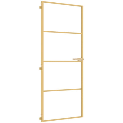 Porta Interni Sottile Oro 83x201,5cm Vetro Temperato Alluminio