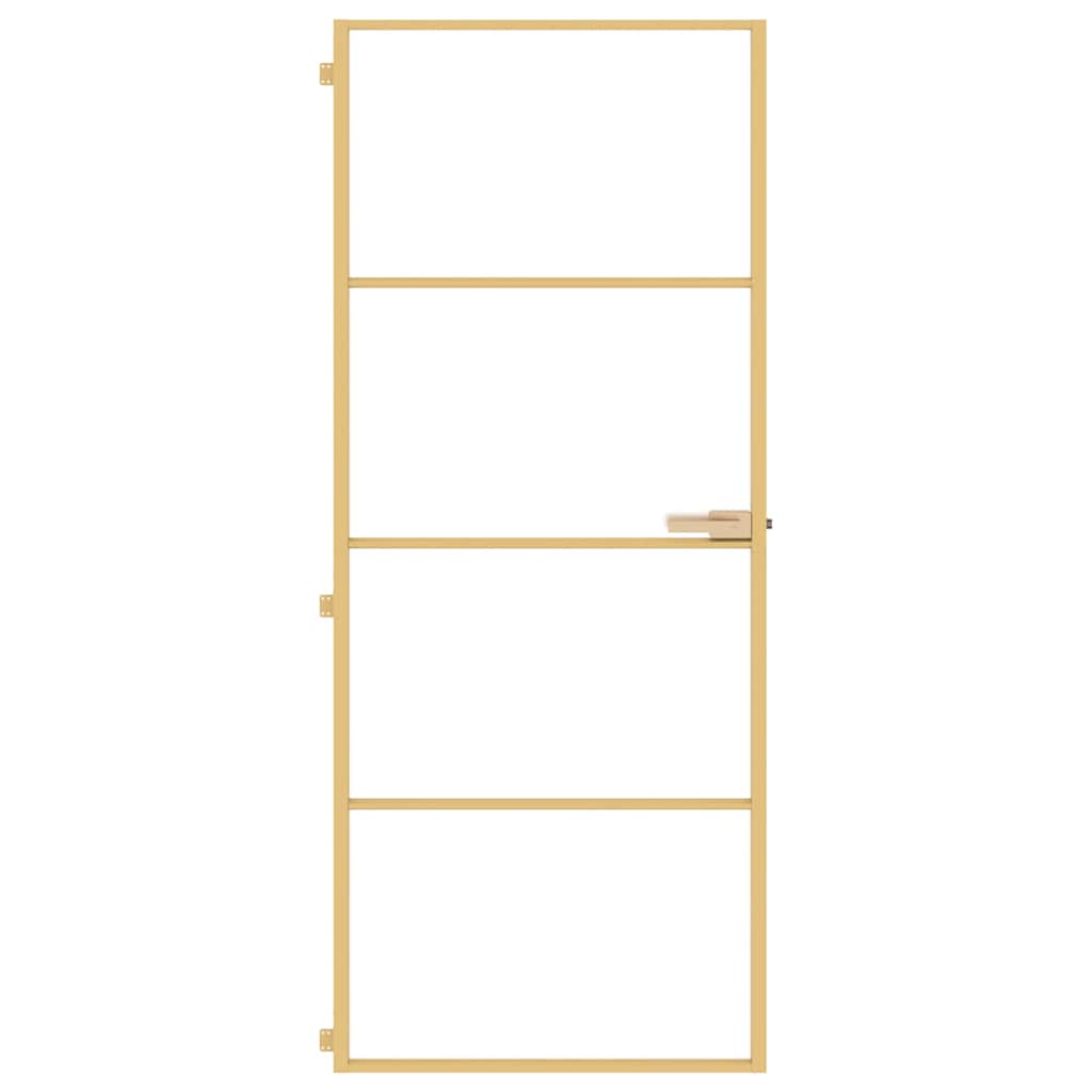 Porta Interni Sottile Oro 83x201,5cm Vetro Temperato Alluminio | homemem39