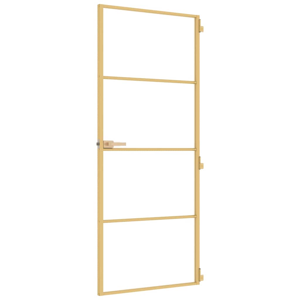 Porta Interni Sottile Oro 83x201,5cm Vetro Temperato Alluminio | homemem39