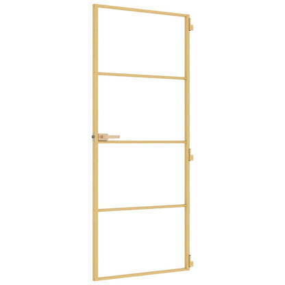 Porta Interni Sottile Oro 83x201,5cm Vetro Temperato Alluminio | homemem39