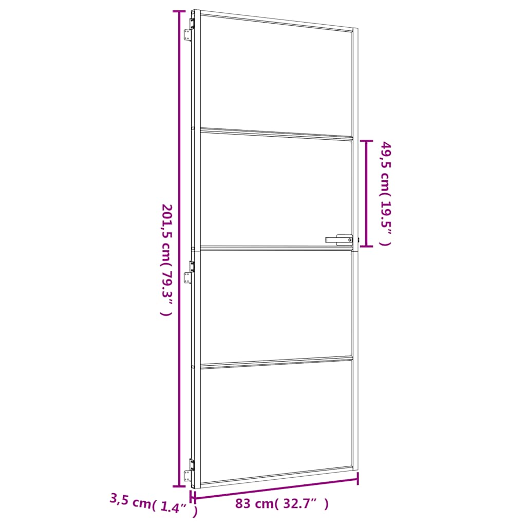 Porta Interni Sottile Oro 83x201,5cm Vetro Temperato Alluminio | homemem39