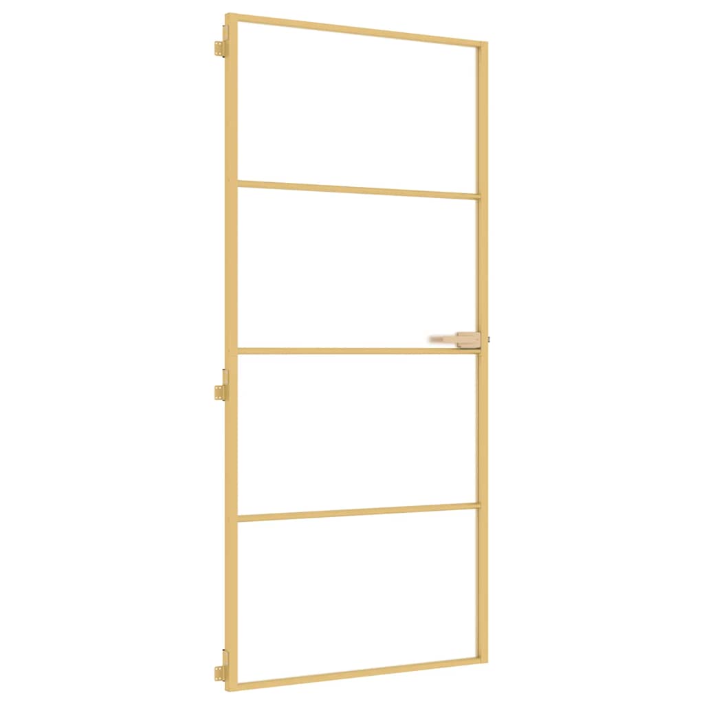 Porta Interni Sottile Oro 93x201,5cm Vetro Temperato Alluminio | homemem39