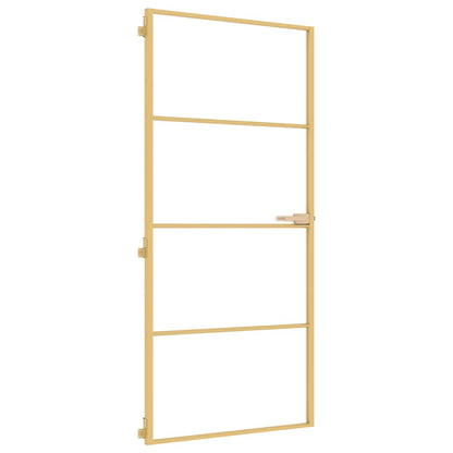 Porta Interni Sottile Oro 93x201,5cm Vetro Temperato Alluminio - homemem39