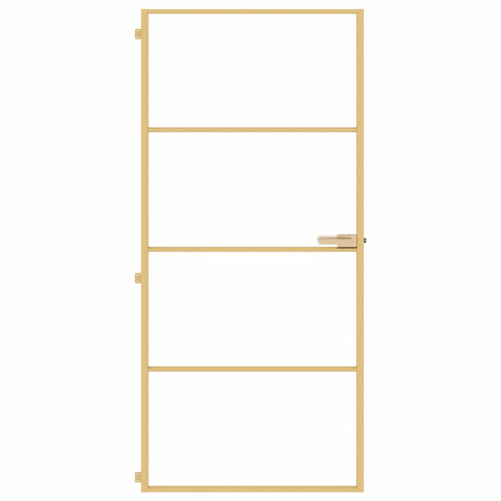 Porta Interni Sottile Oro 93x201,5cm Vetro Temperato Alluminio | homemem39