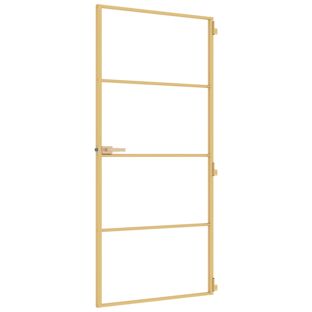 Porta Interni Sottile Oro 93x201,5cm Vetro Temperato Alluminio | homemem39