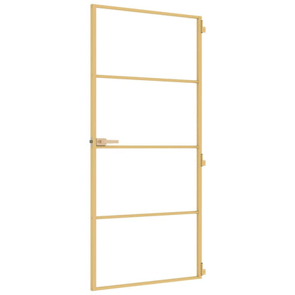 Porta Interni Sottile Oro 93x201,5cm Vetro Temperato Alluminio - homemem39