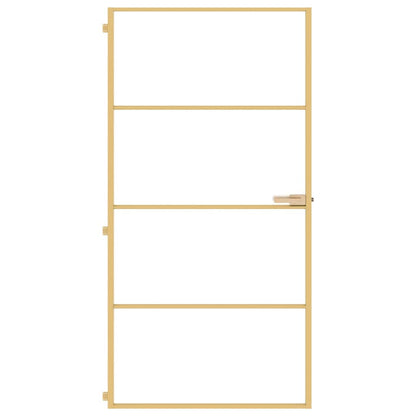 Porta Interni Sottile Oro 102,5x201,5 Vetro Temperato Alluminio | homemem39
