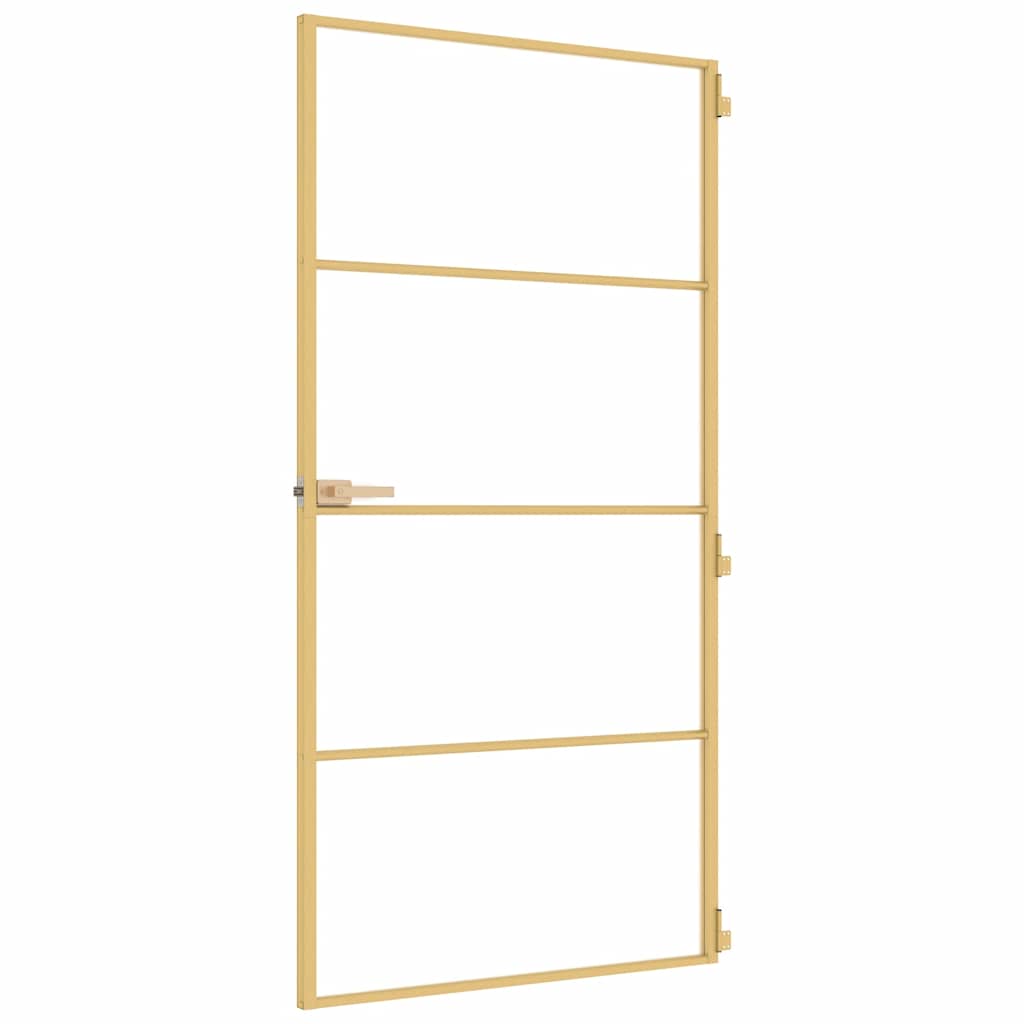 Porta Interni Sottile Oro 102,5x201,5 Vetro Temperato Alluminio - homemem39