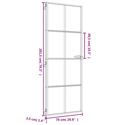 Porta Interni Sottile Oro 76x201,5cm Vetro Temperato Alluminio | homemem39