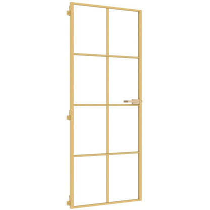 Porta Interni Sottile Oro 83x201,5cm Vetro Temperato Alluminio | homemem39