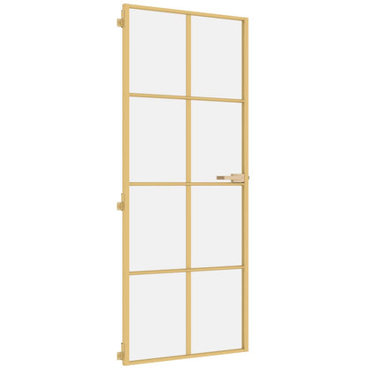Porta Interni Sottile Oro 83x201,5cm Vetro Temperato Alluminio - homemem39