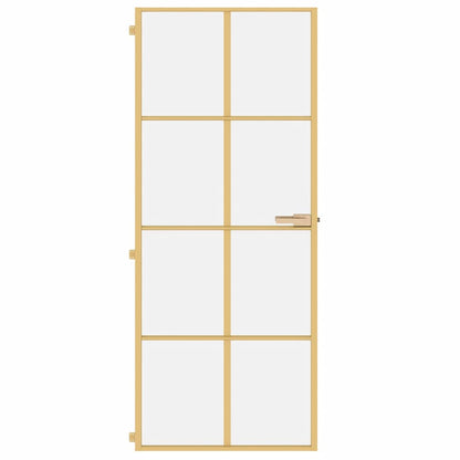 Porta Interni Sottile Oro 83x201,5cm Vetro Temperato Alluminio - homemem39