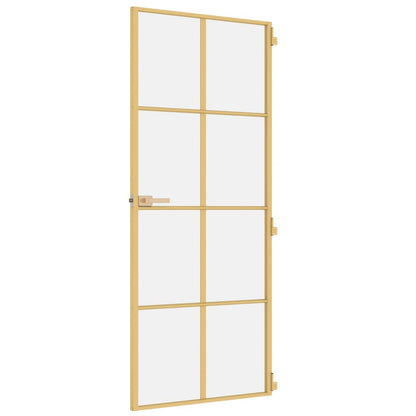 Porta Interni Sottile Oro 83x201,5cm Vetro Temperato Alluminio - homemem39