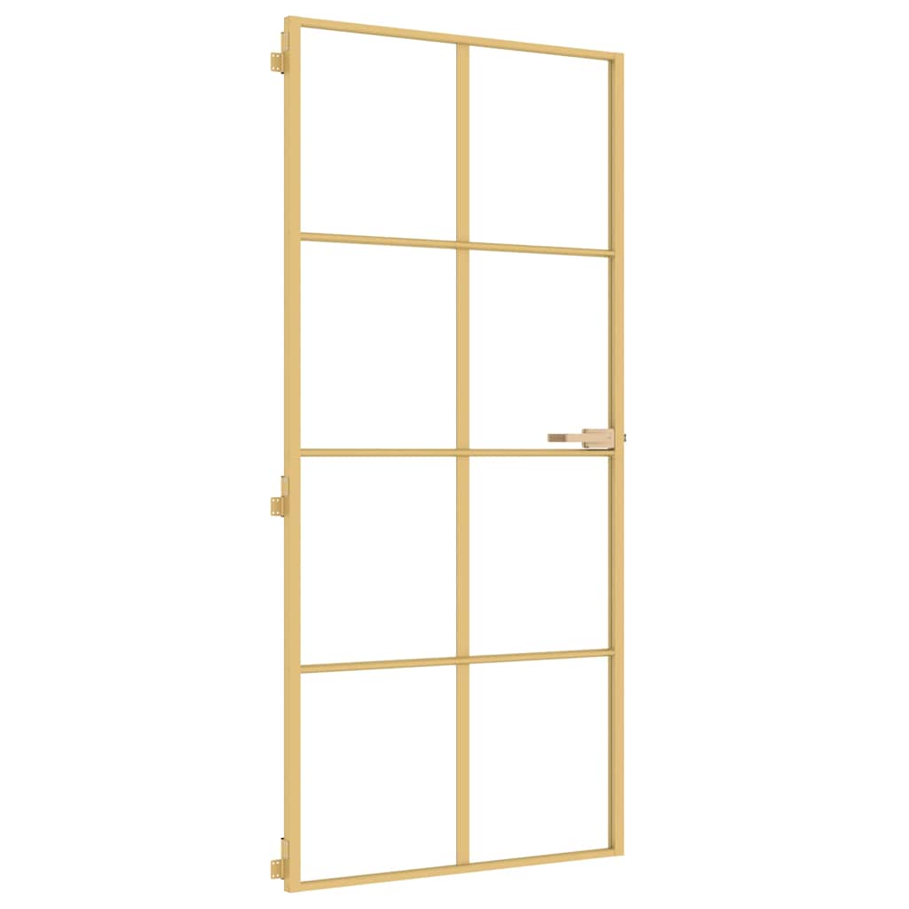 Porta Interni Sottile Oro 93x201,5cm Vetro Temperato Alluminio | homemem39