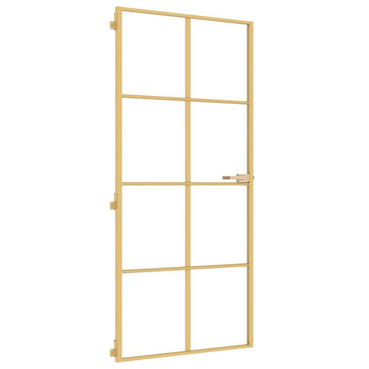 Porta Interni Sottile Oro 93x201,5cm Vetro Temperato Alluminio | homemem39