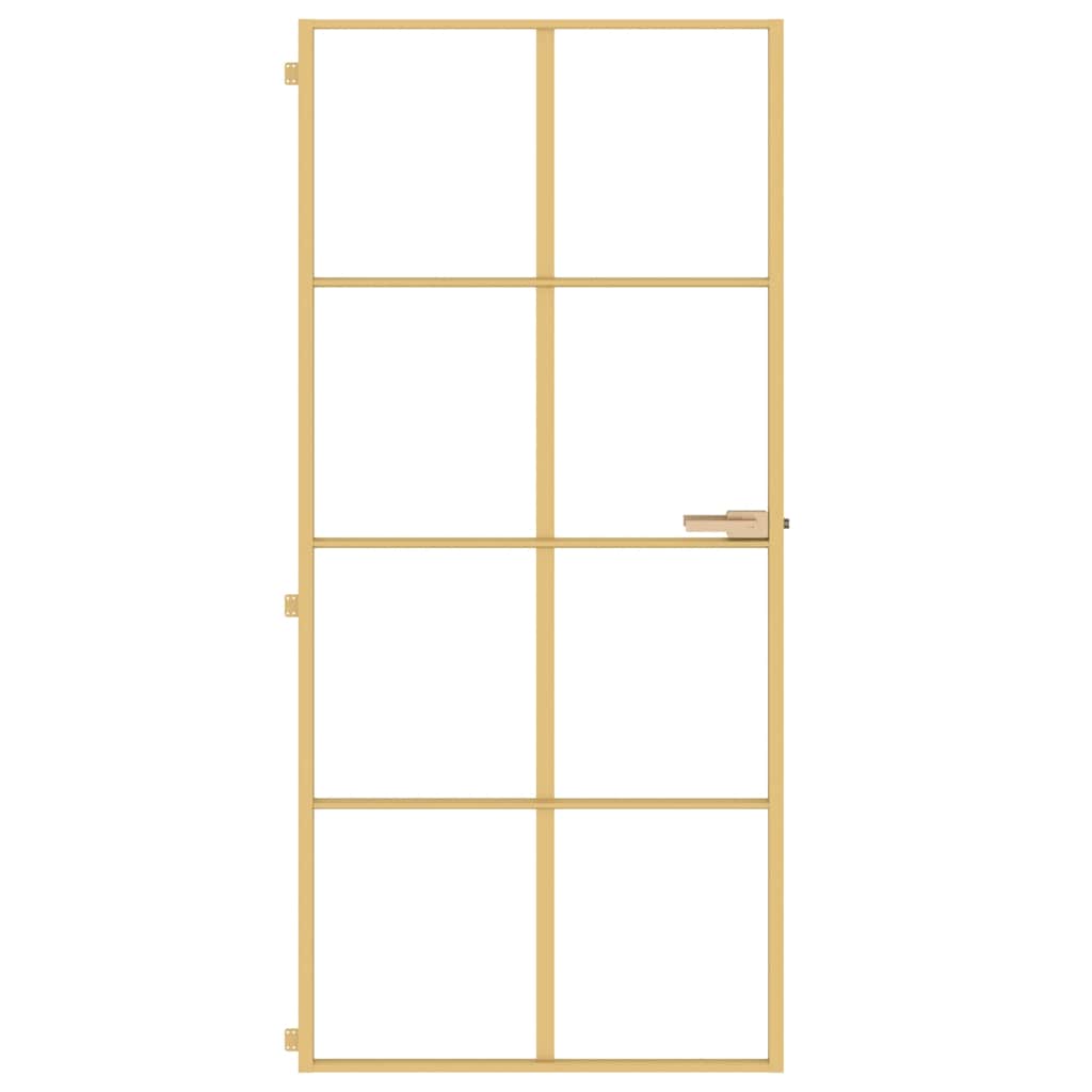 Porta Interni Sottile Oro 93x201,5cm Vetro Temperato Alluminio | homemem39