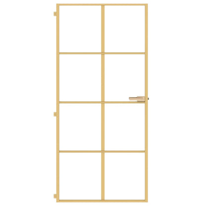 Porta Interni Sottile Oro 93x201,5cm Vetro Temperato Alluminio | homemem39