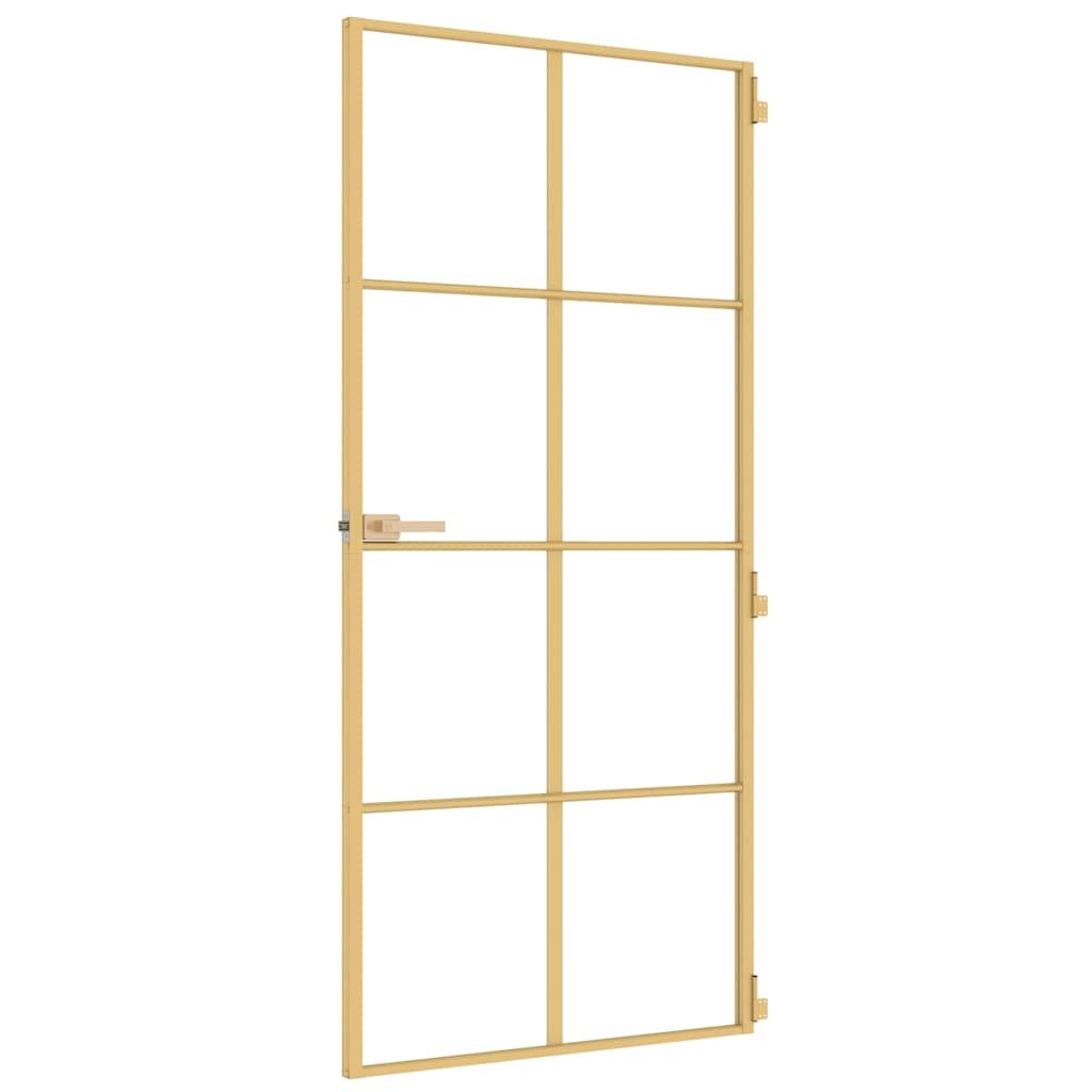 Porta Interni Sottile Oro 93x201,5cm Vetro Temperato Alluminio | homemem39