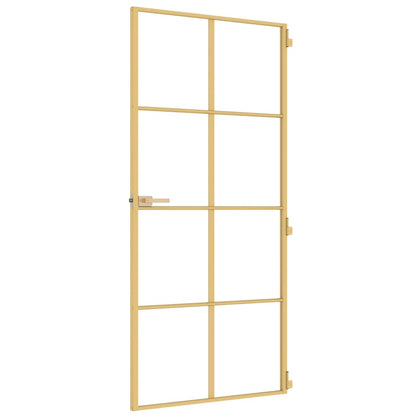 Porta Interni Sottile Oro 93x201,5cm Vetro Temperato Alluminio | homemem39