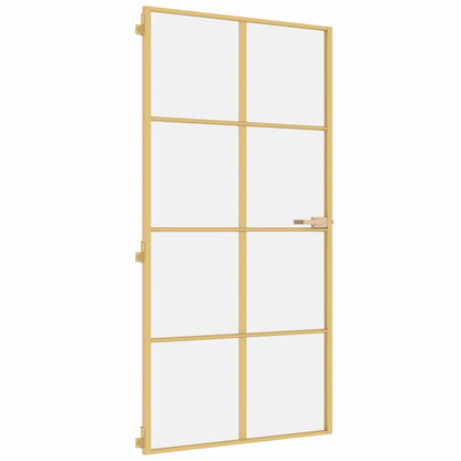 Porta Interni Sottile Oro 102,5x201,5 Vetro Temperato Alluminio - homemem39
