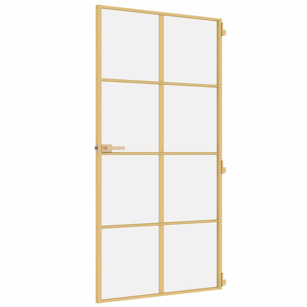 Porta Interni Sottile Oro 102,5x201,5 Vetro Temperato Alluminio - homemem39
