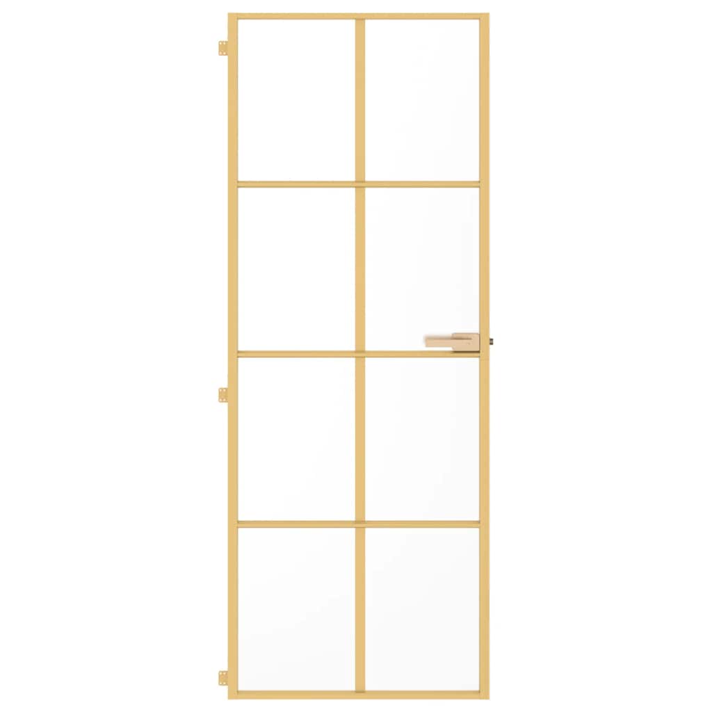 Porta Interni Sottile Oro 76x201,5cm Vetro Temperato Alluminio | homemem39