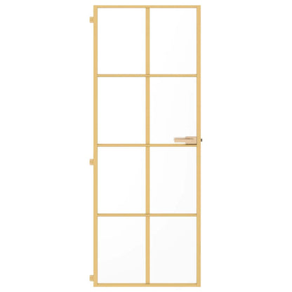 Porta Interni Sottile Oro 76x201,5cm Vetro Temperato Alluminio | homemem39