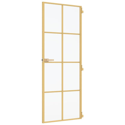 Porta Interni Sottile Oro 83x201,5cm Vetro Temperato Alluminio