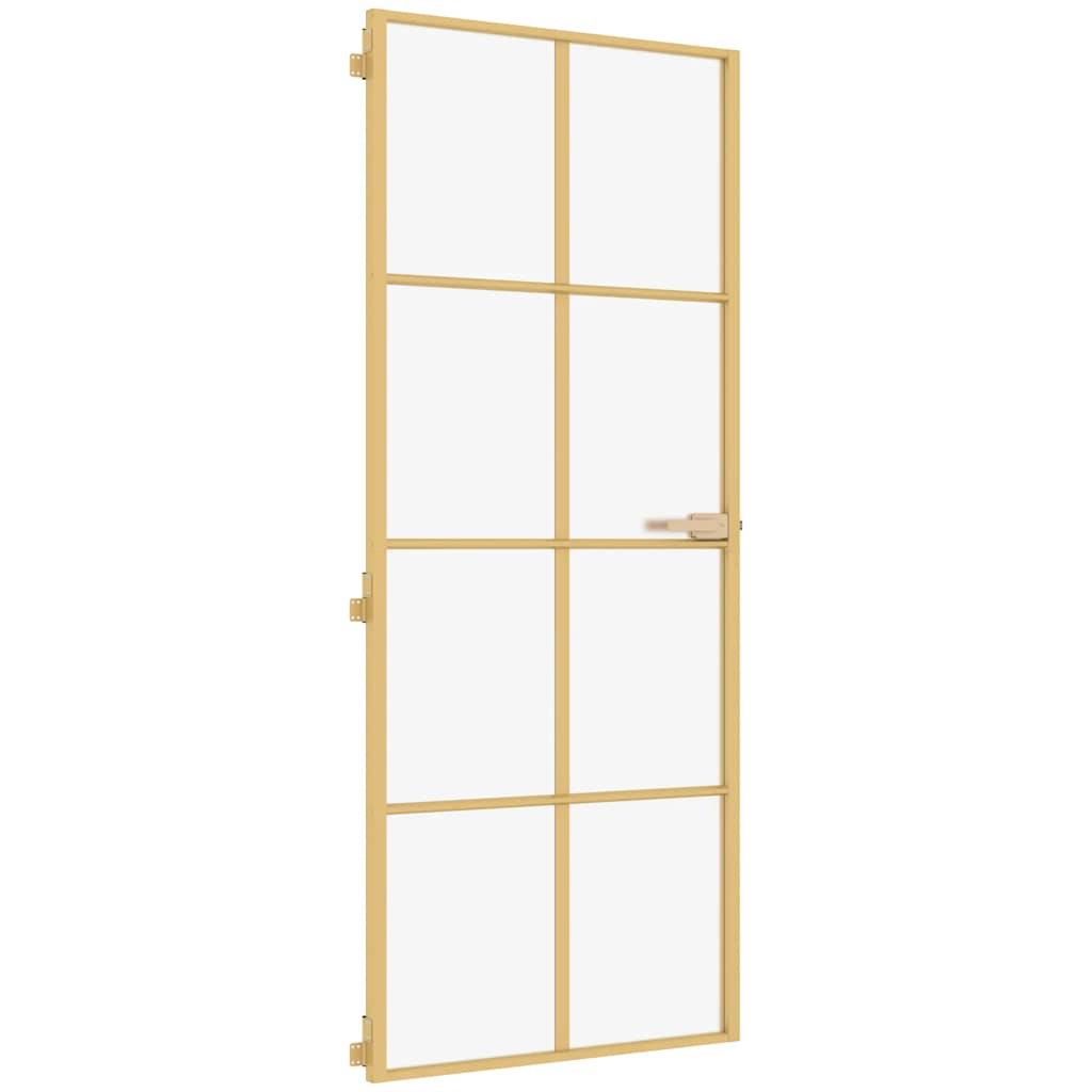 Porta Interni Sottile Oro 93x201,5cm Vetro Temperato Alluminio - homemem39
