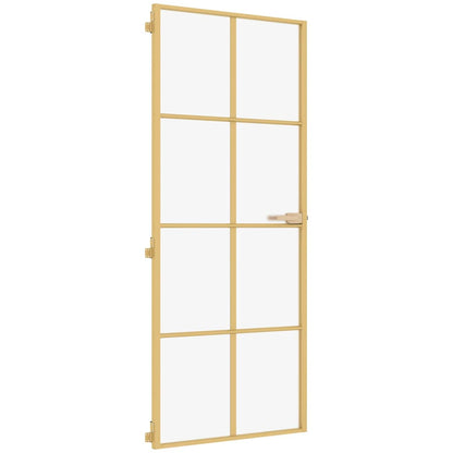 Porta Interni Sottile Oro 93x201,5cm Vetro Temperato Alluminio - homemem39