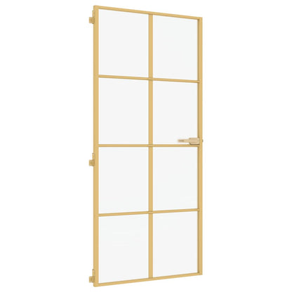 Porta Interni Sottile Oro 93x201,5cm Vetro Temperato Alluminio - homemem39