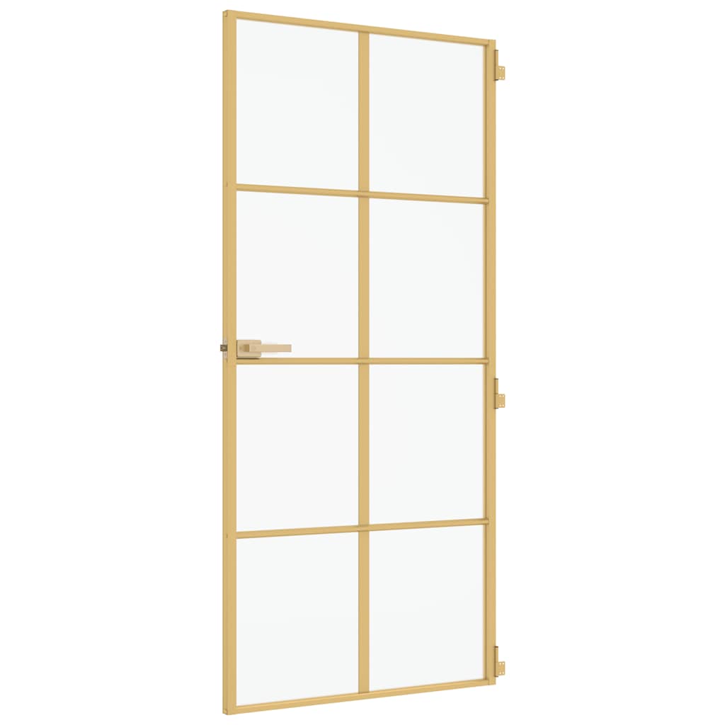 Porta Interni Sottile Oro 93x201,5cm Vetro Temperato Alluminio - homemem39
