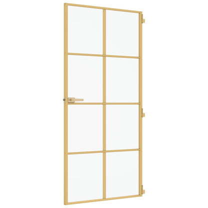 Porta Interni Sottile Oro 93x201,5cm Vetro Temperato Alluminio - homemem39