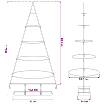 Albero di Natale Decorativo in Metallo Nero 125 cm