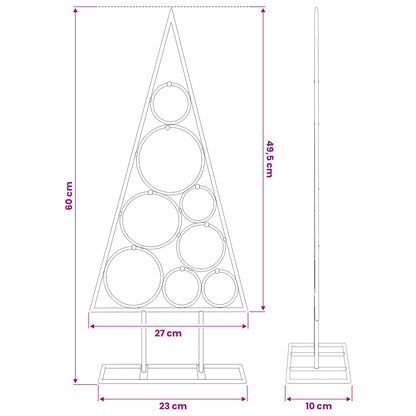 Albero di Natale Decorativo in Metallo Nero 60 cm
