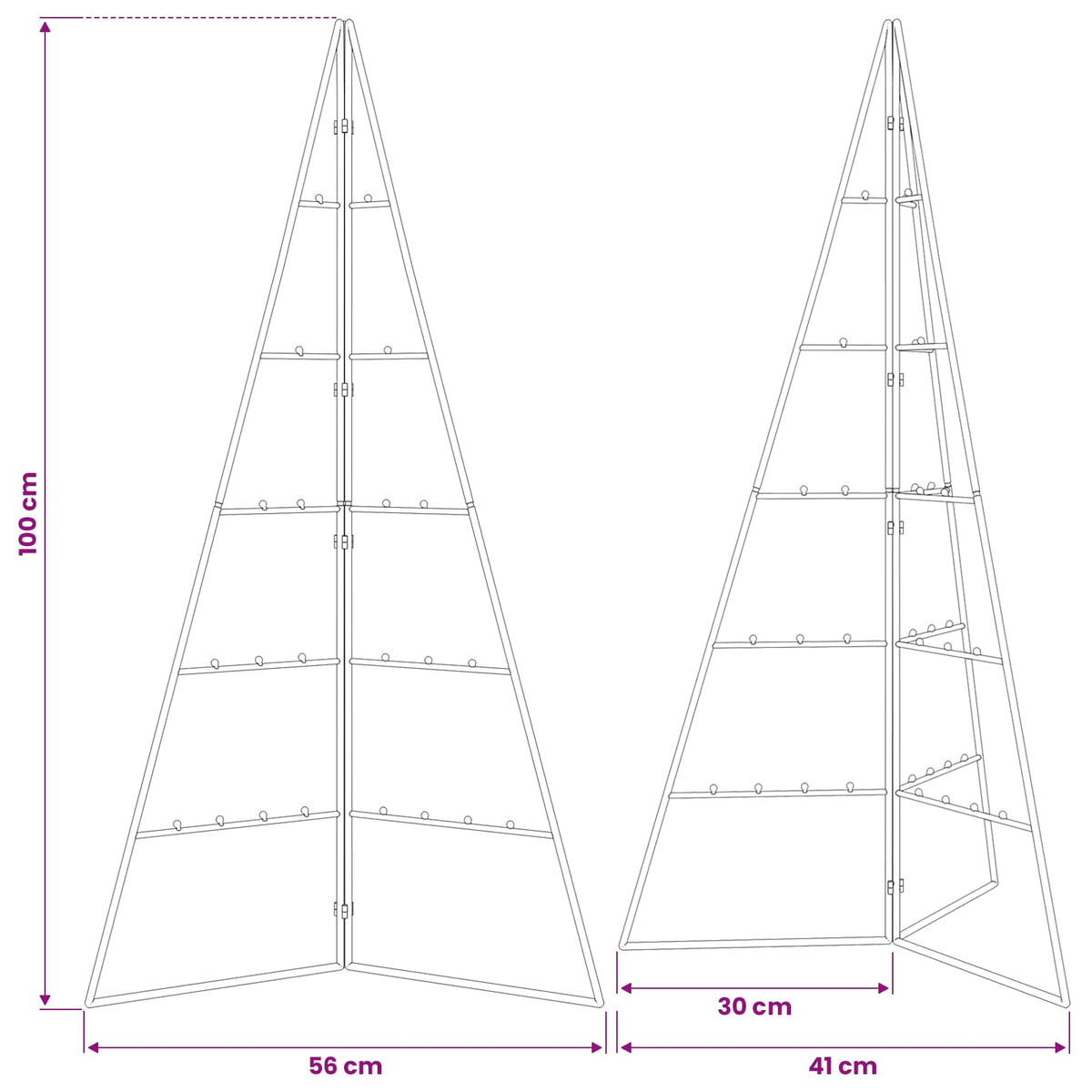 Albero di Natale Decorativo in Metallo Nero 100 cm | homemem39