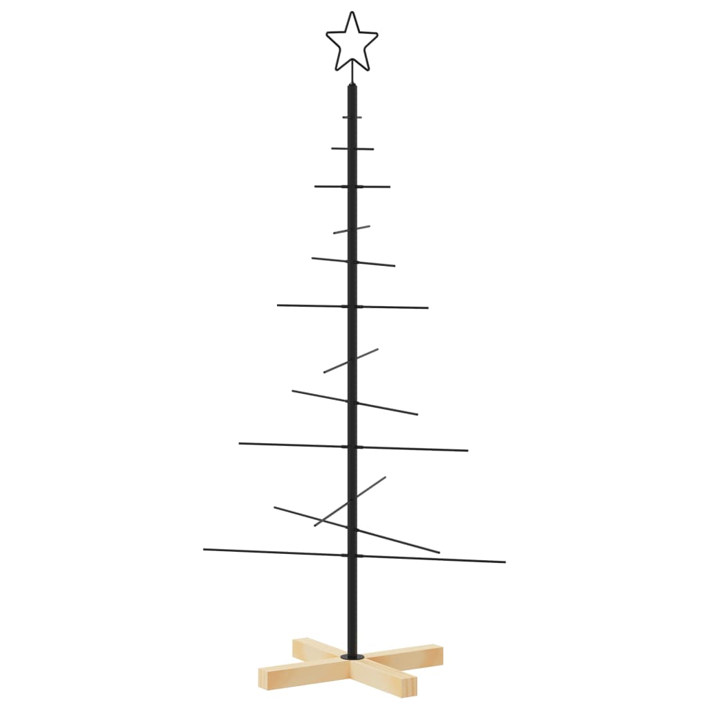Albero di Natale in Metallo con Base in Legno Nero 120 cm