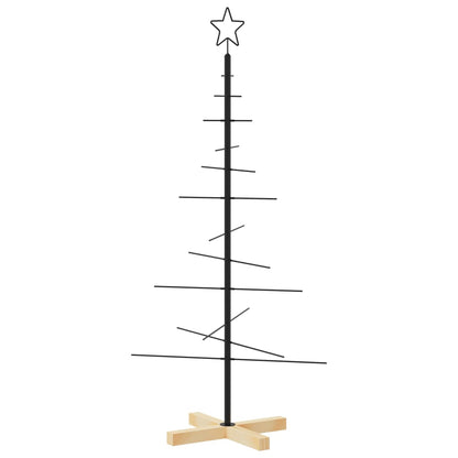Albero di Natale in Metallo con Base in Legno Nero 120 cm