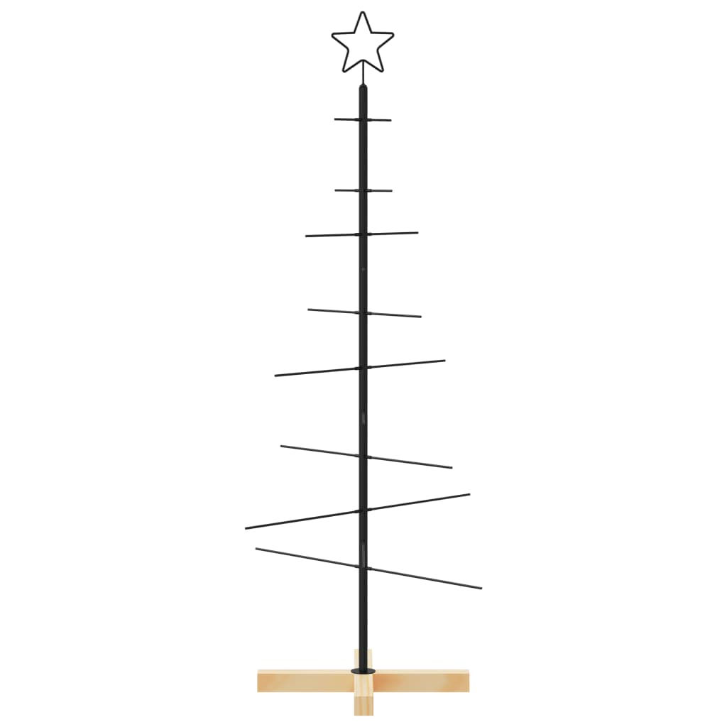 Albero di Natale in Metallo con Base in Legno Nero 120 cm