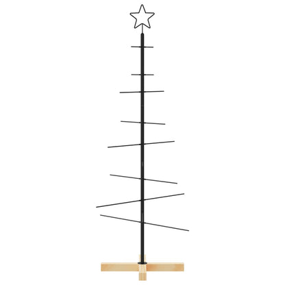 Albero di Natale in Metallo con Base in Legno Nero 120 cm