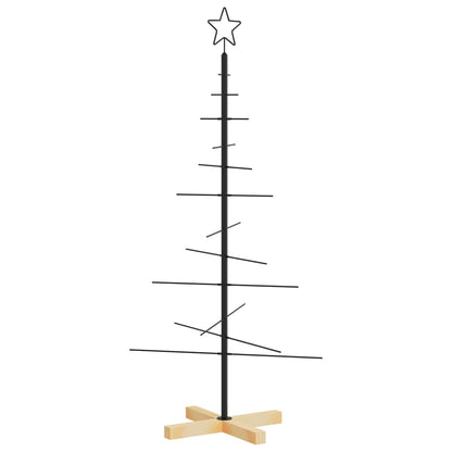 Albero di Natale in Metallo con Base in Legno Nero 120 cm