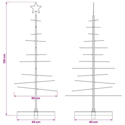 Albero di Natale in Metallo con Base in Legno Nero 120 cm