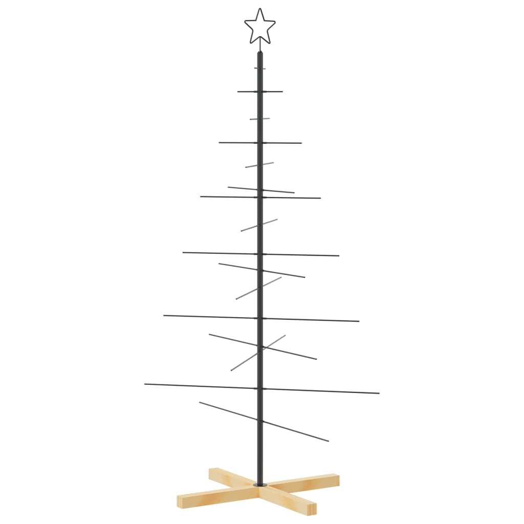 Albero di Natale in Metallo con Base in Legno Nero 150 cm